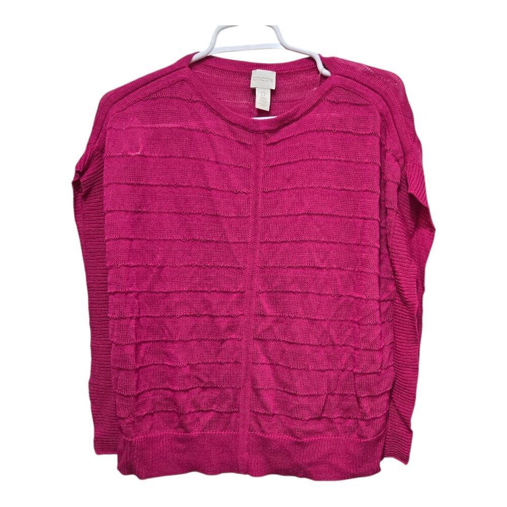 Chico’s Pink Knit Top Size 0 Small Short Sleeve Lightweight Sweater